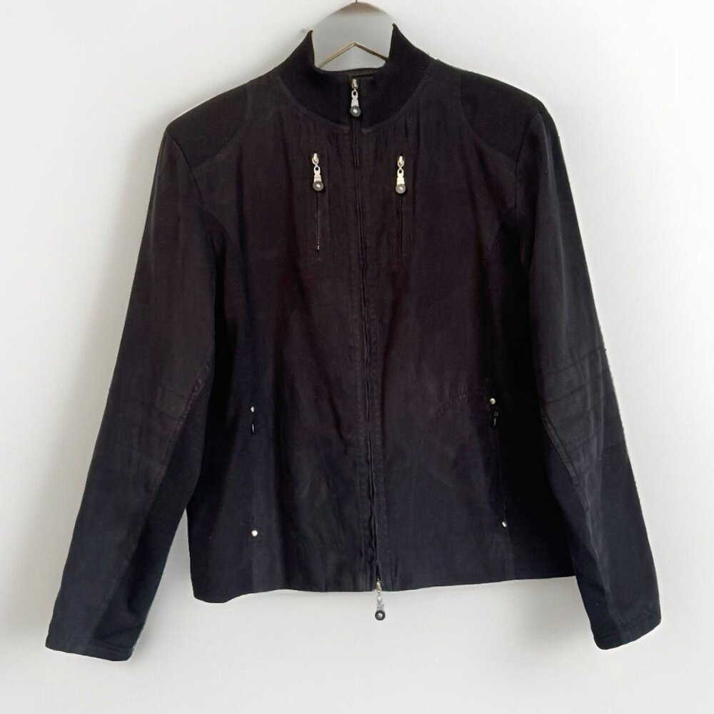 Jamie Sadock Women’s Black Silk Blend Jacket Medium Golf Casual Quite Luxury